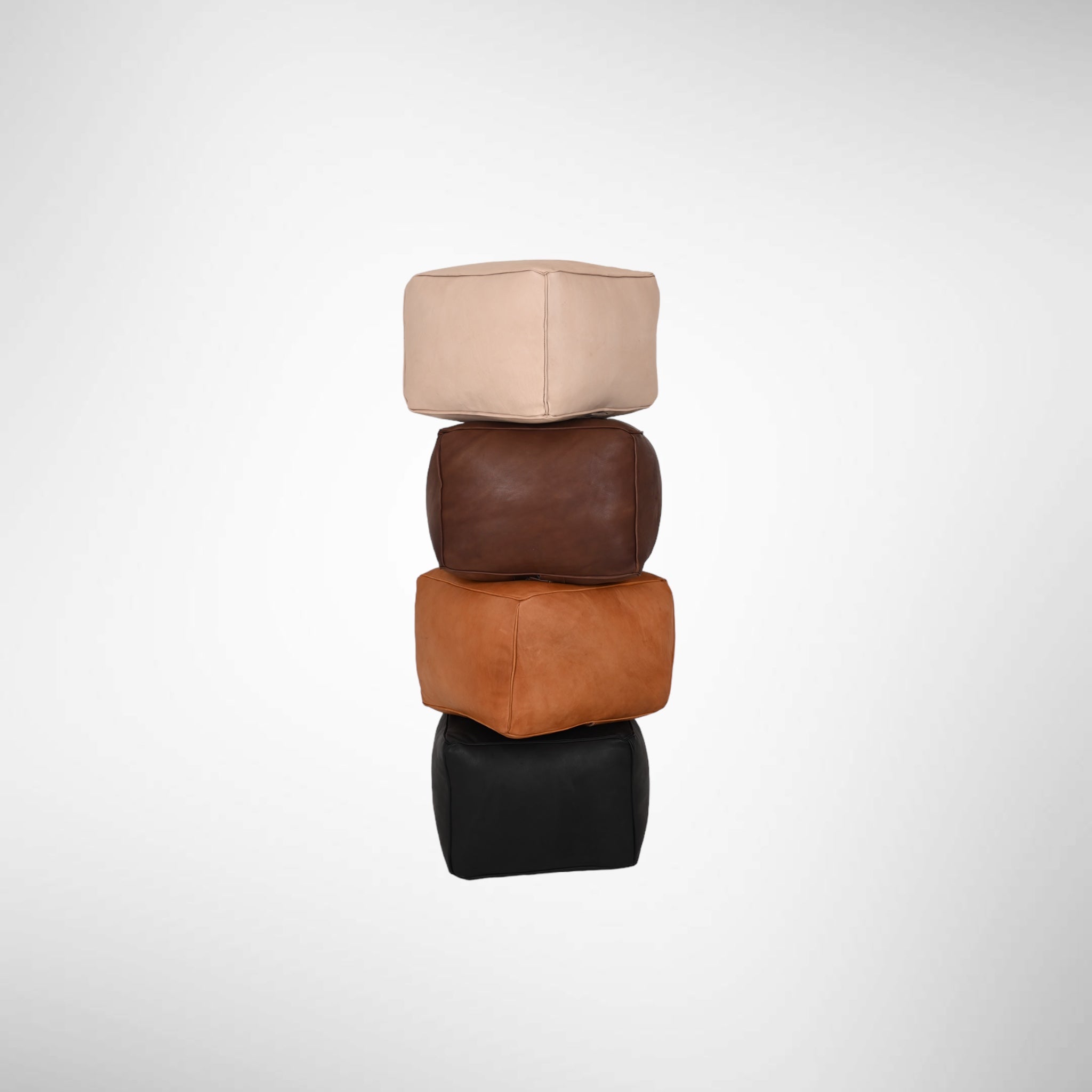 Puf firkantet Cognac læder farve PF 45