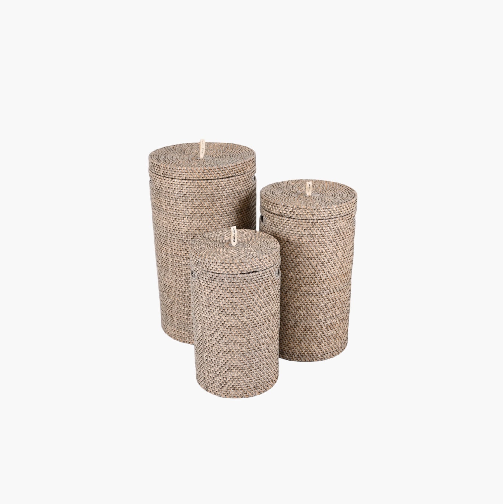 Grå bambuskurv med låg