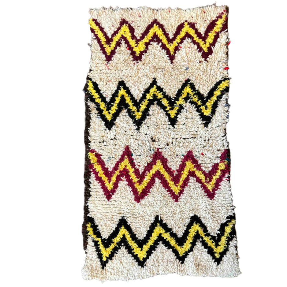 Marokkansk Beni Ouarain gulvtæppe zigzag form.