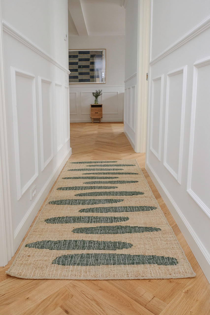 Willow gulvtæppe i jute og uld, Moss Green