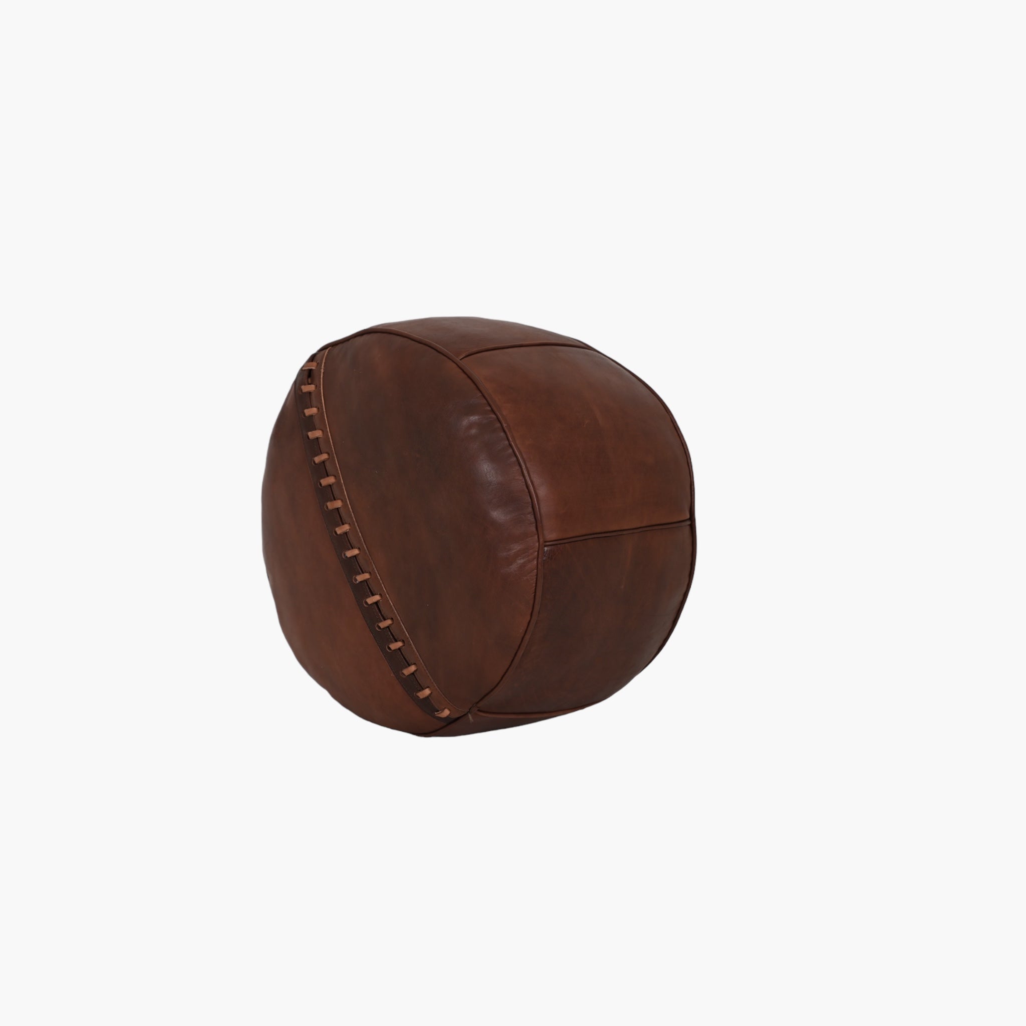 Læder rund Puf i brun farve PR 50