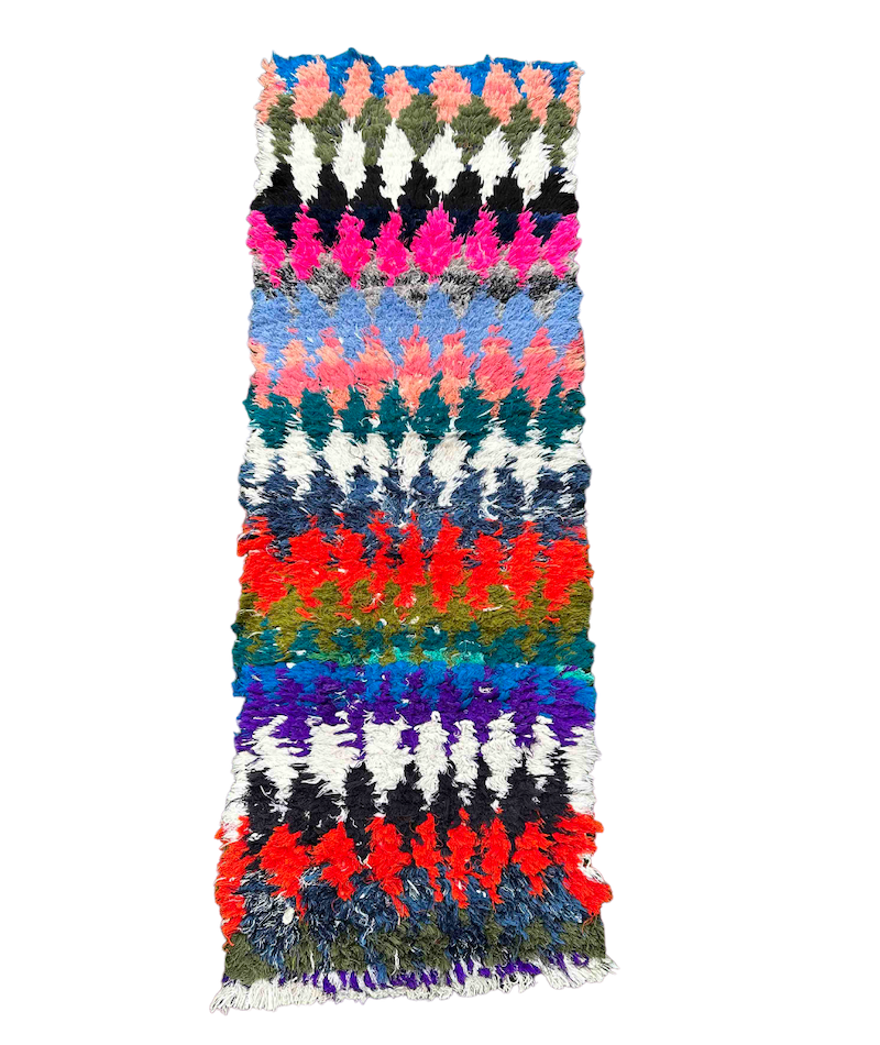Marokkanske multifarvede Boucherouite-tæpper/løber.