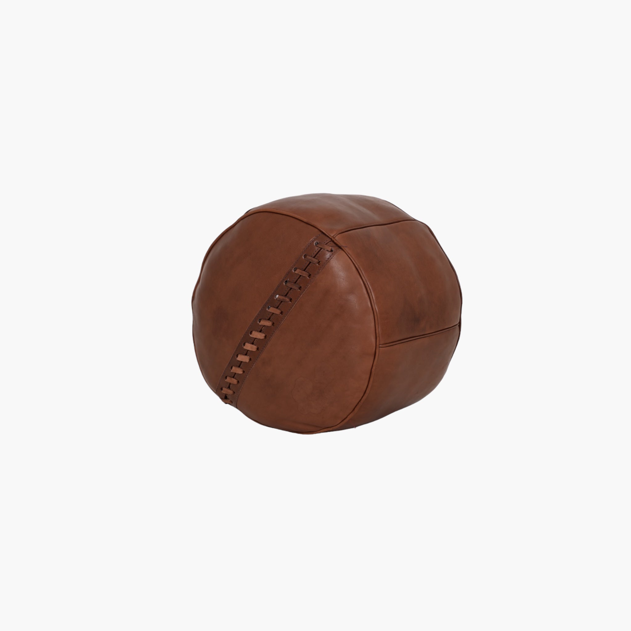 Læder rund Puf i brun farve PR 45