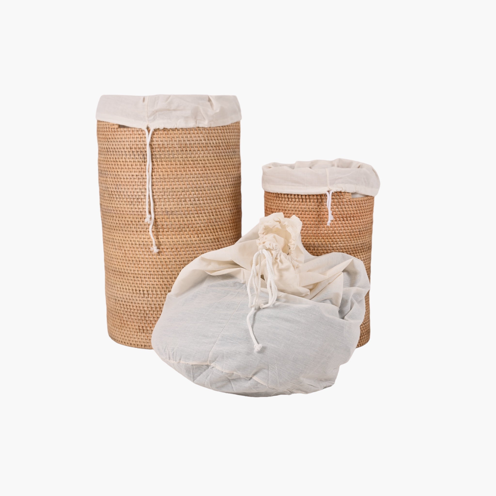 Bomuldsposer til Bambuskurv – Tre Størrelser: XL, L og Small