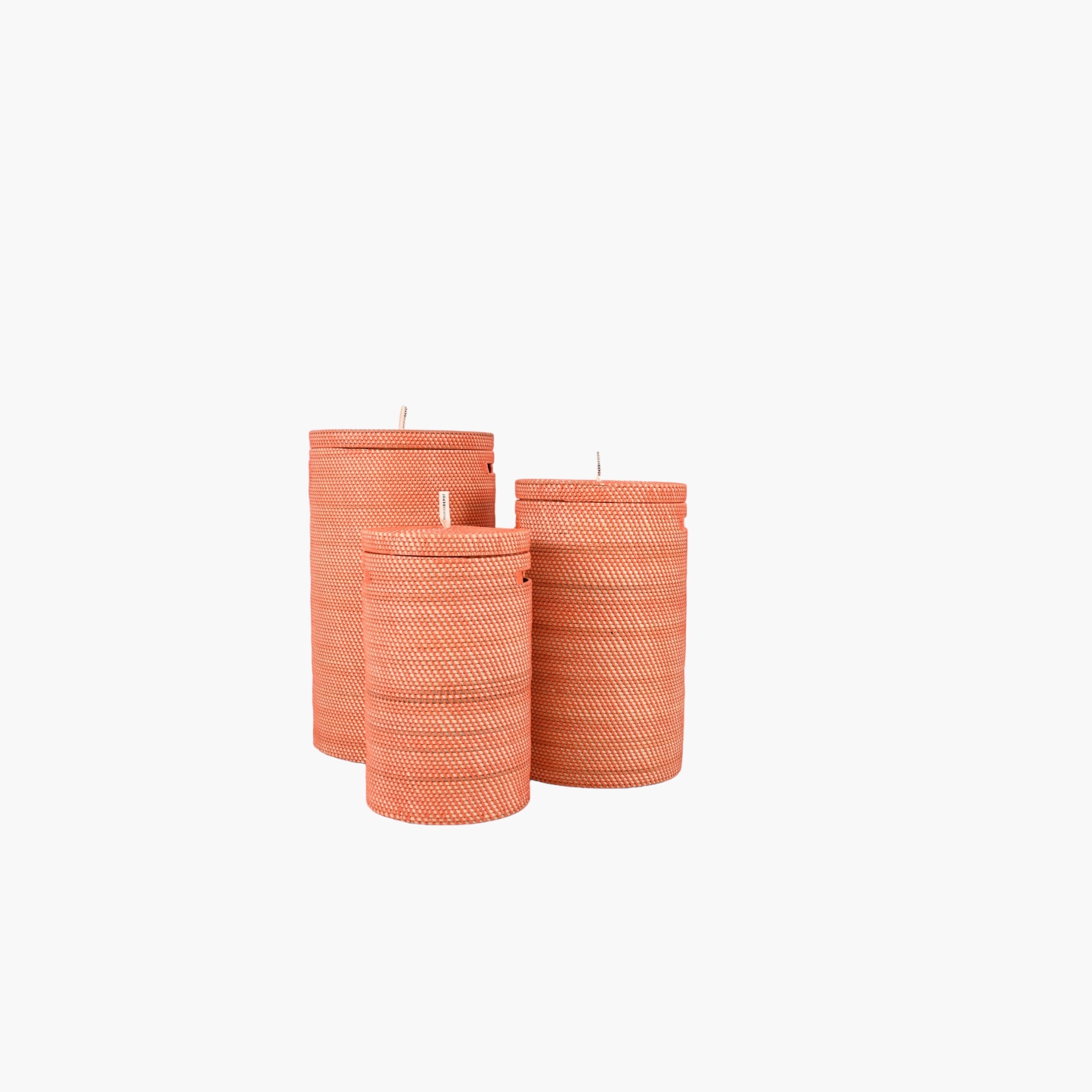 Orange/terracottafarve bambuskurv med låg