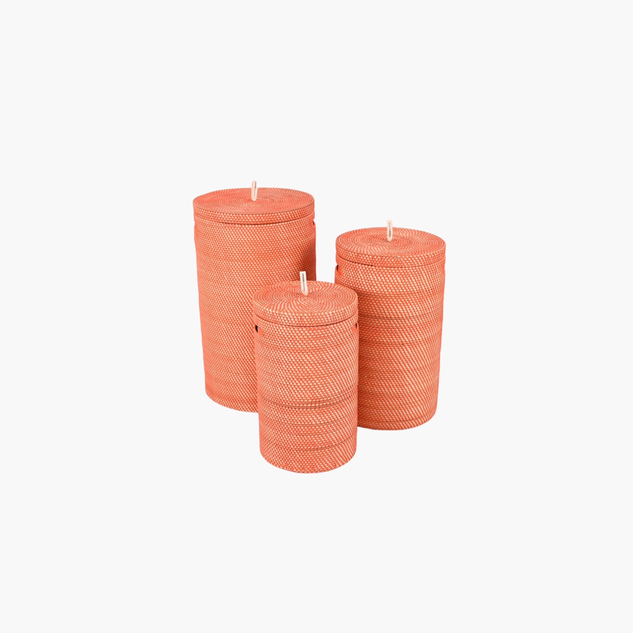 Orange/terracottafarve bambuskurv med låg