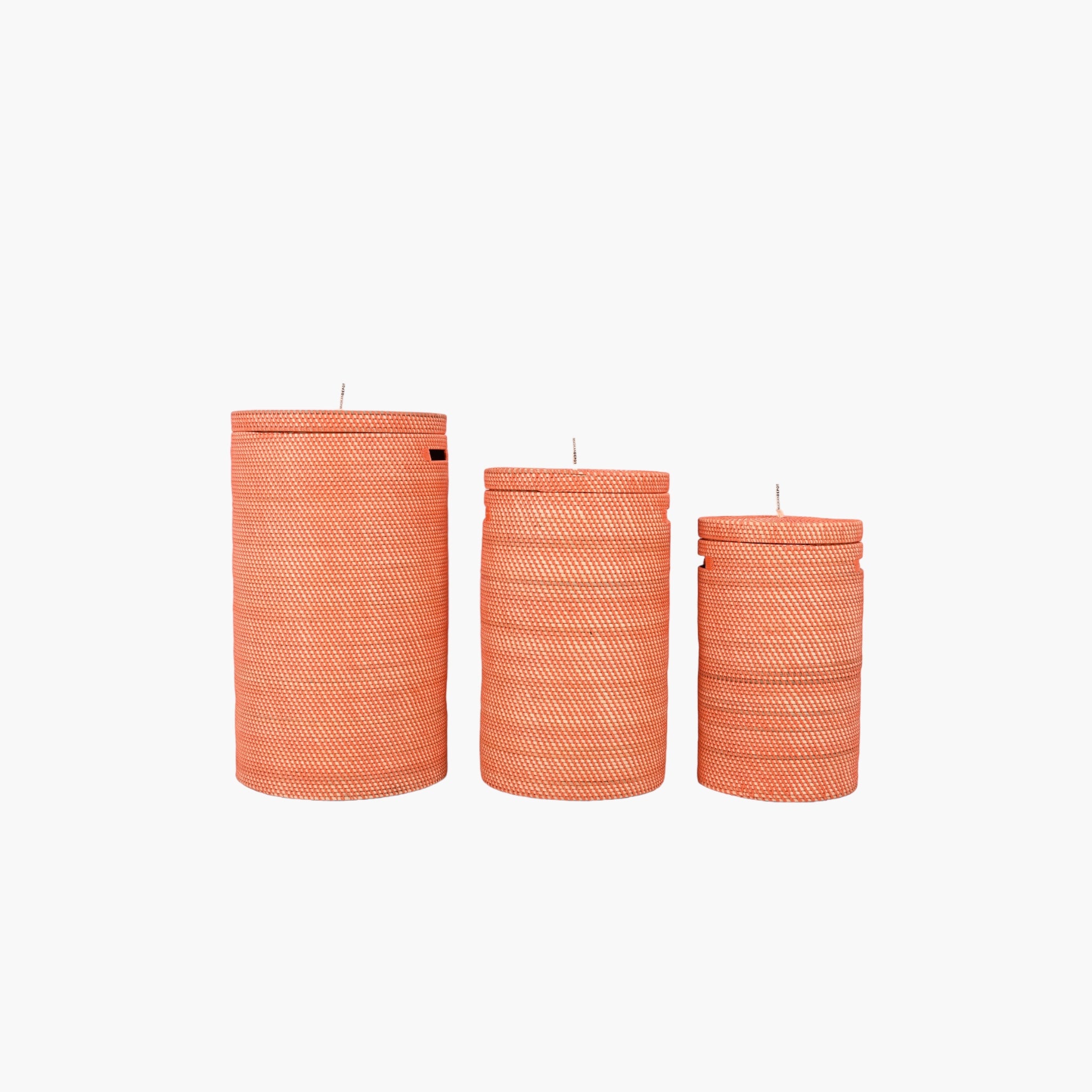 Orange/terracottafarve bambuskurv med låg
