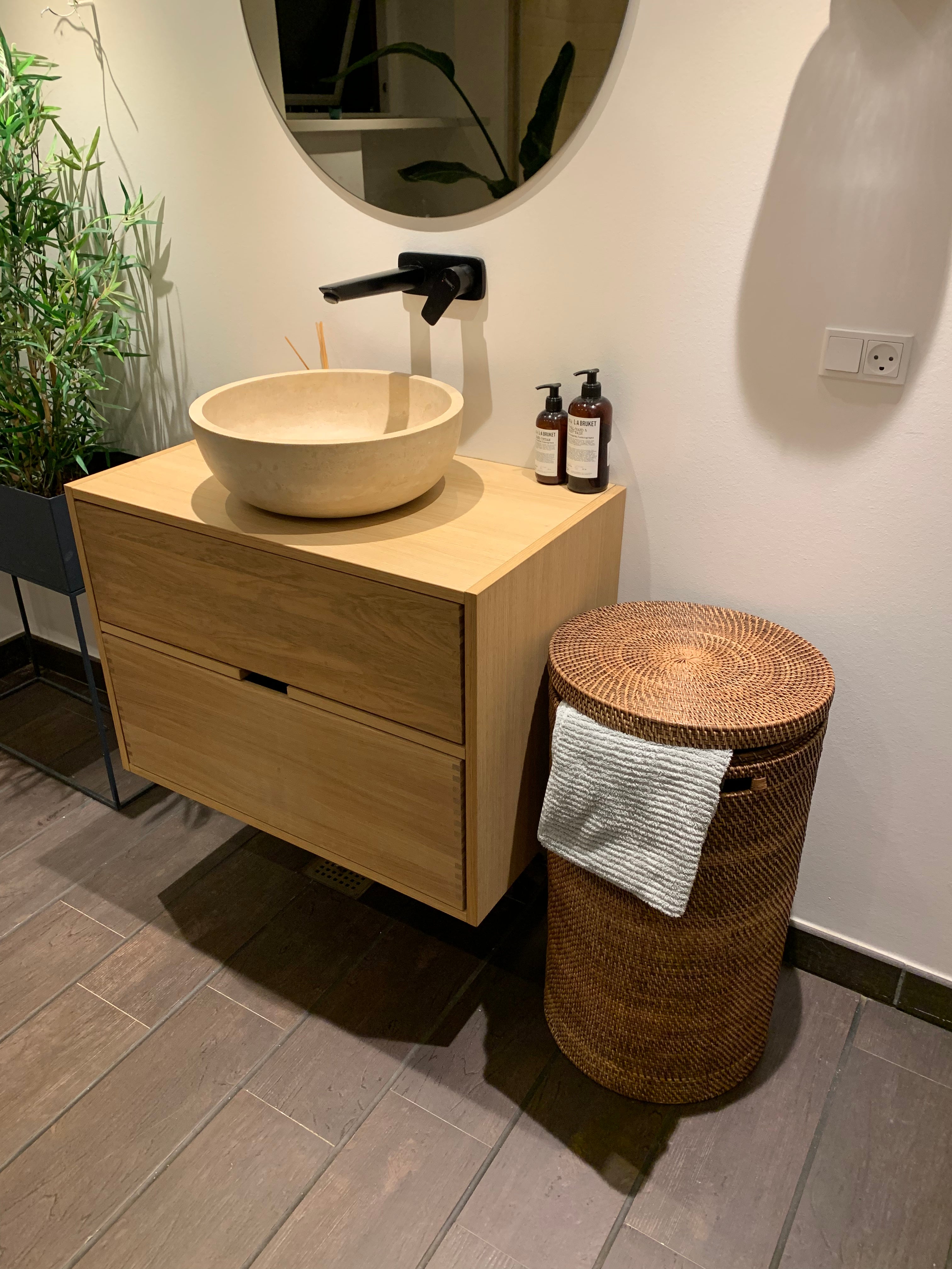 Håndlavet Bambuskurv i Naturbrun