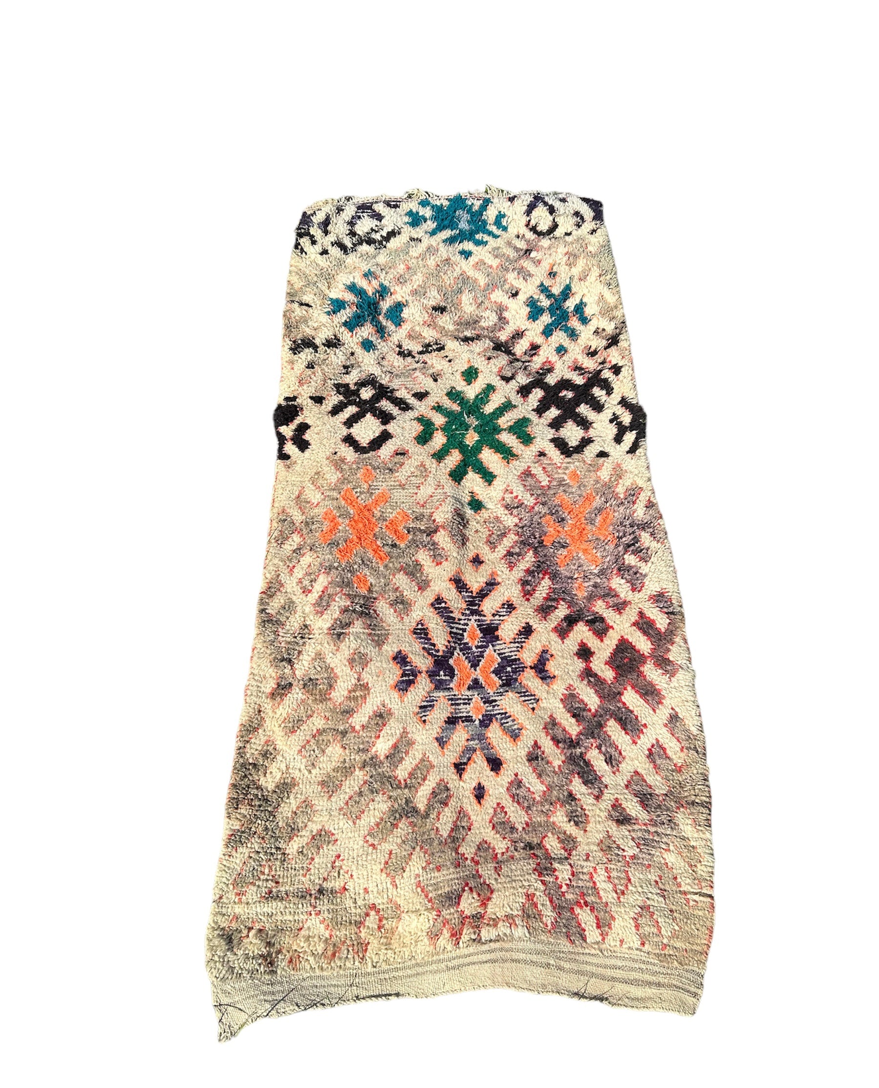 Kelim Tæppe brun med farver mønster i grøn, blå og orange