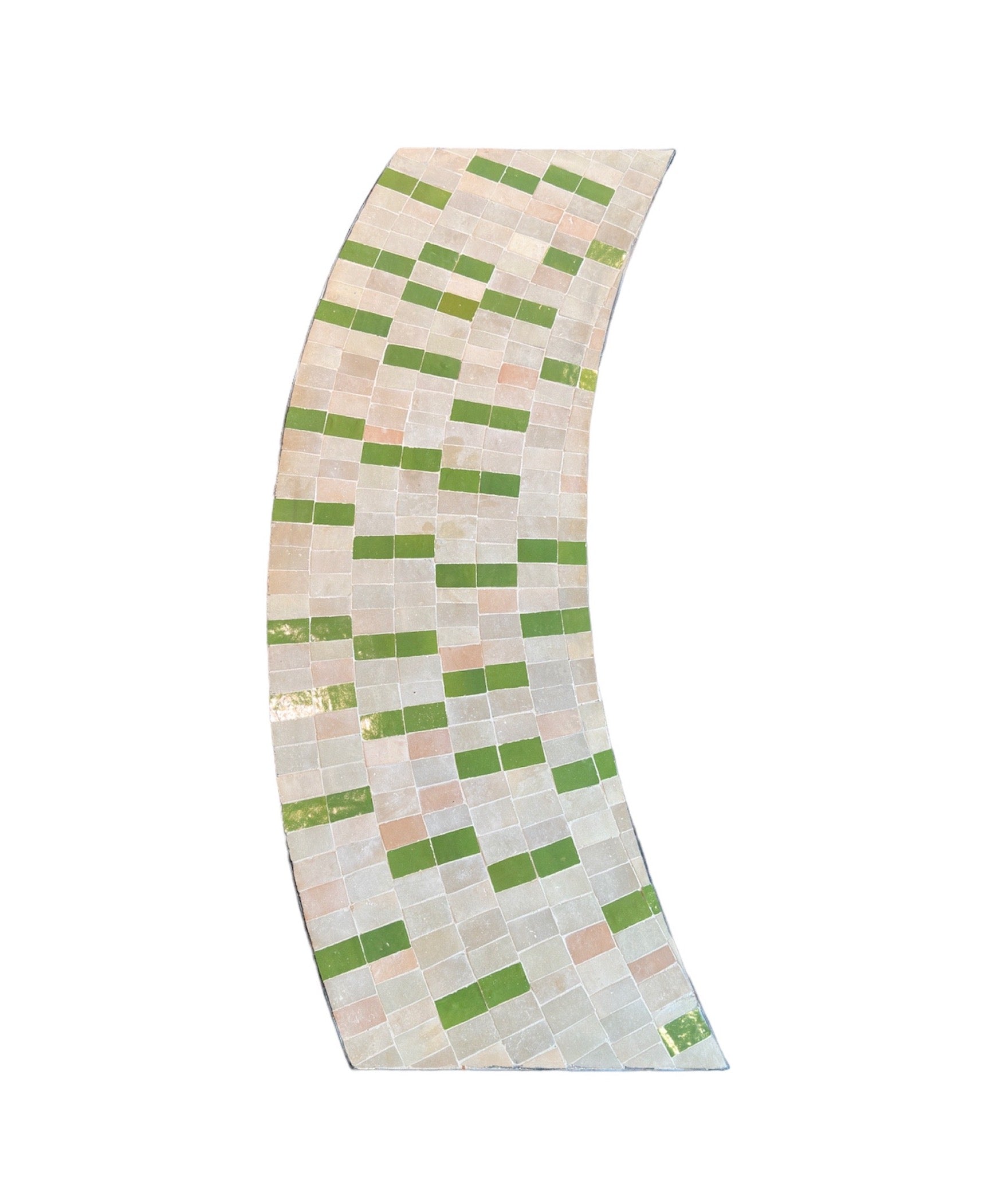 Mosaik Bænk i grøn og natur farve med sort stålstel