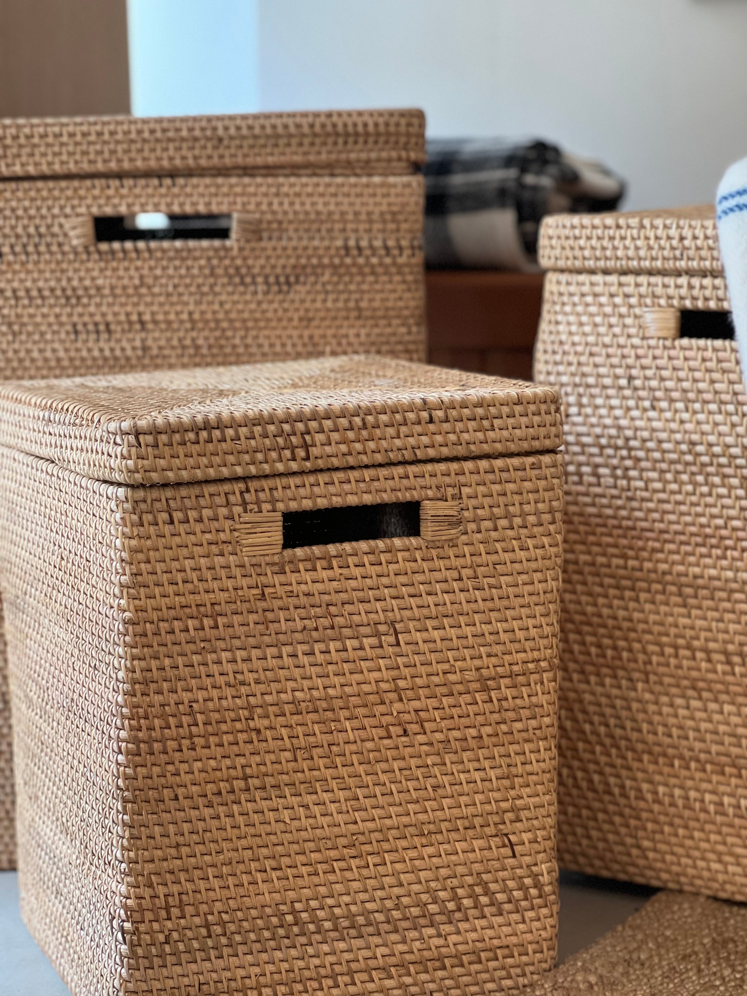 Håndlavet Flettet Bambuskurv (Firkantet)