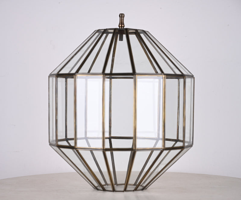 Loft lampe i glas og messing