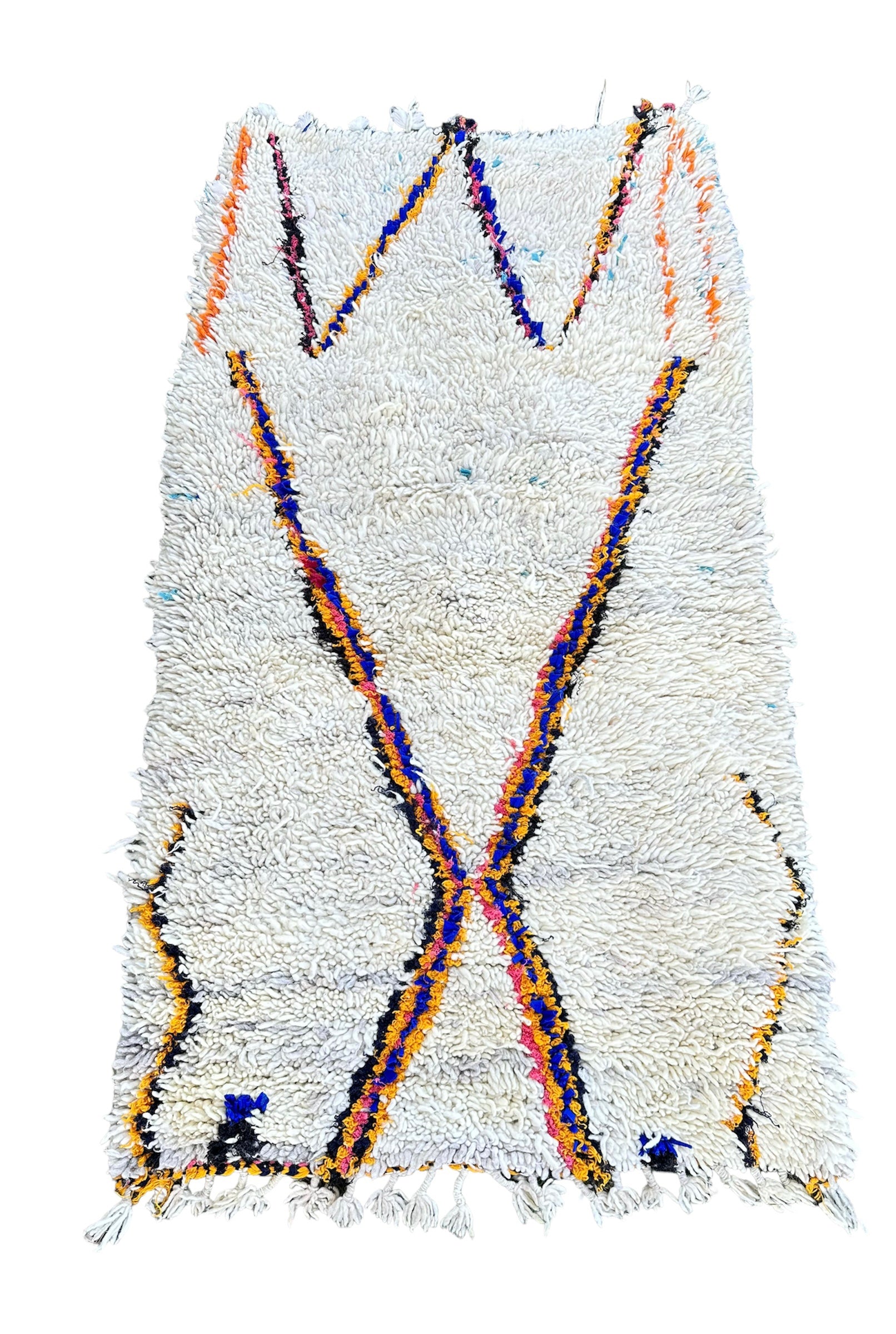 Beni Quarain-tæpper tynde striber i gul, blå, lysrød og sort